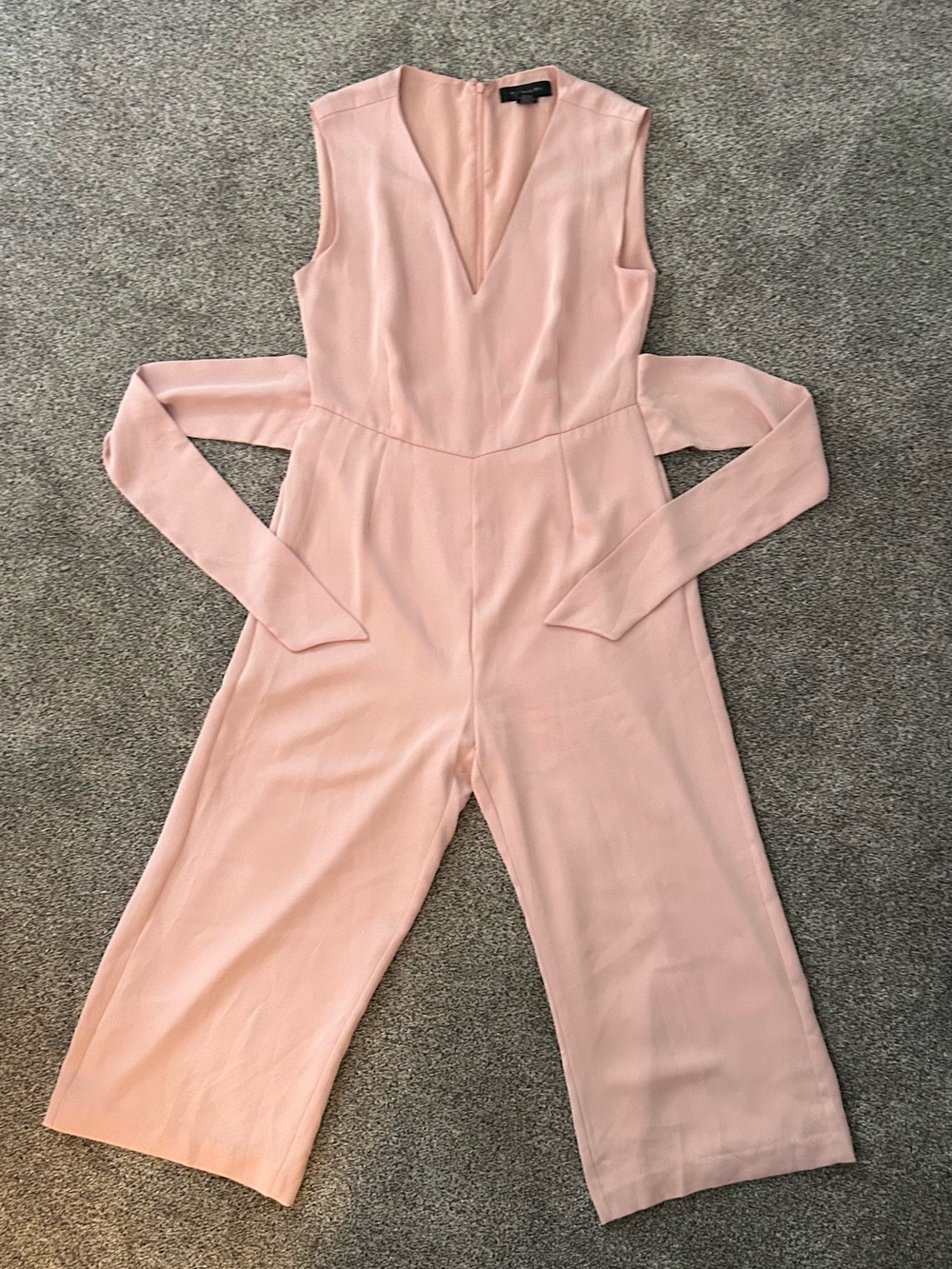 Tahari Blush V-Neck Sleeveless Belted Jumpsuit